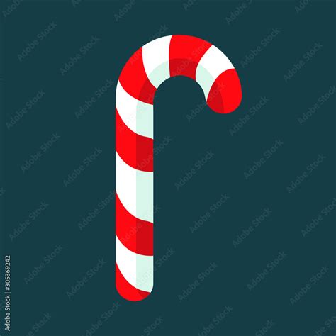 Candy Cane Christmas Candy Flat Design Isolated Vector Illustration