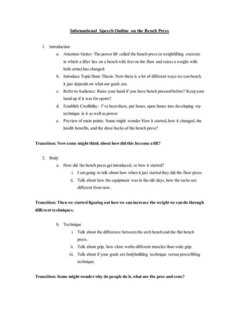 Informative Speech Outline Pdf