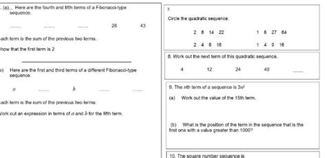 Gcse Sequences Exam Style Questions Teaching Resources Worksheets