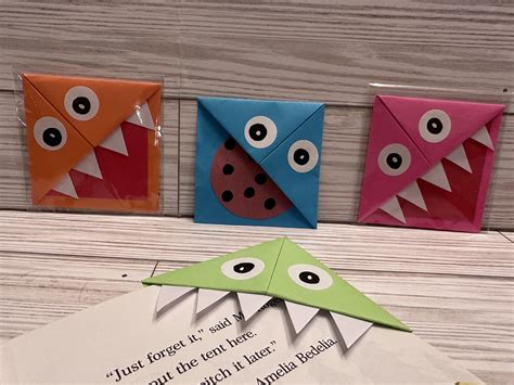 Origami Monster Corner Bookmarks Etsy