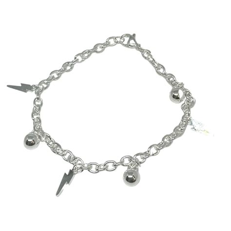 Lunera Acero Pulsera Acero Blanco Dijes Bolitas Y Rayo