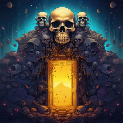 Premium Photo | Skulls gate dark fantasy illustration