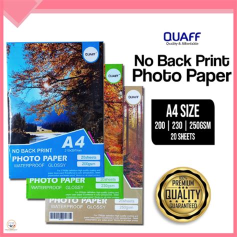 QUAFF Tree Type No Back Print Inkjet Photo Paper Glossy A4 Size 200gsm