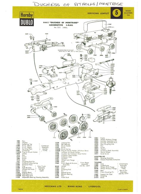 Service Sheets Model Train Spare Parts Selling Hornby Train Spare