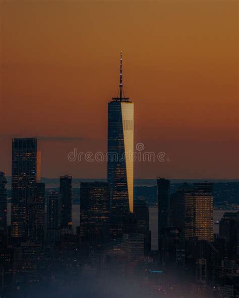 Vertical Shot of the One World Trade Center in New York, United States at Sunset Stock Photo ...