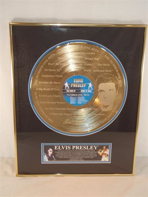 Elvis Presley Number One Hits 24k Gold Plated Lp Record Framed