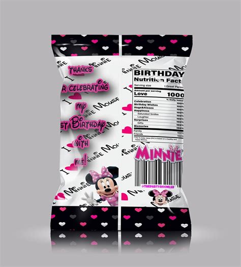 Minnie Mouse Favor Bag Custom Chip Bag Minnie Mouse Digital Etsy