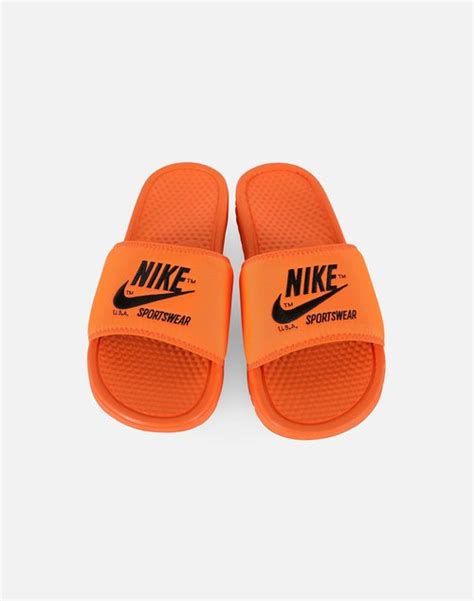 Nike BENASSI JDI TEXTILE SE SLIDES Black Orange AR1540 800 Solesense