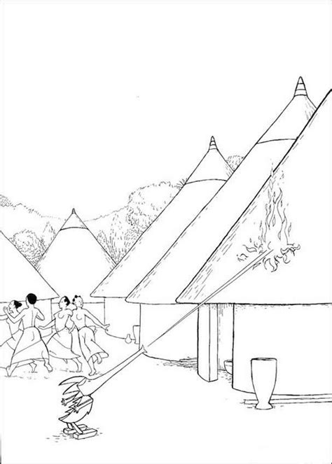 African Hut Coloring Pages Coloring Nation