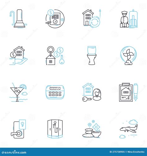 Hospitality Sector Linear Icons Set Accommodation Service Tourism