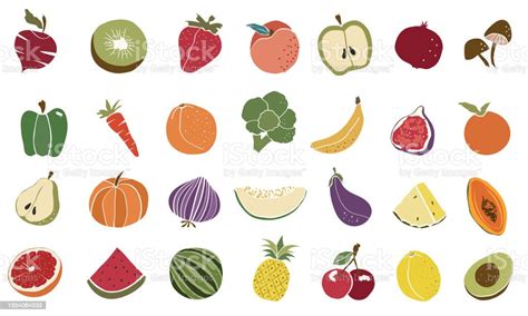 Fruits And Vegetables Icons Colorful And Vectorized Collection For Web Icons Game Interfaces