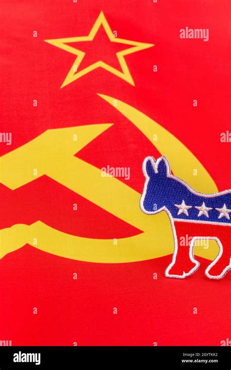 Soviet Hammer And Sickle Flag Us Democrat Party Donkey Logo Stitched