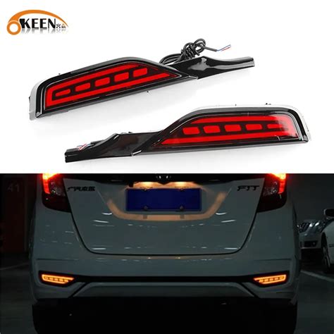 Okeen 2pcs Tail Light For Honda Fit Jazz 2018 2019 Led Rear Bumper Reflector Light With