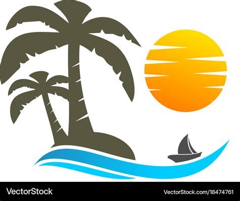 Coconut Tree And Sun Logo Royalty Free Vector Image