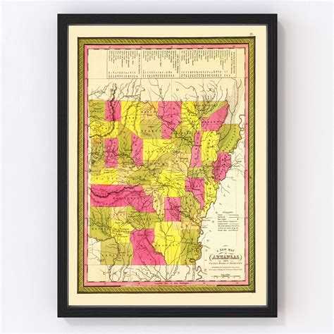 Vintage Map Of Arkansas 1847 By Teds Vintage Art