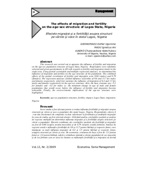 Pdf The Effects Of Migration And Fertility On The Age Sex Structure