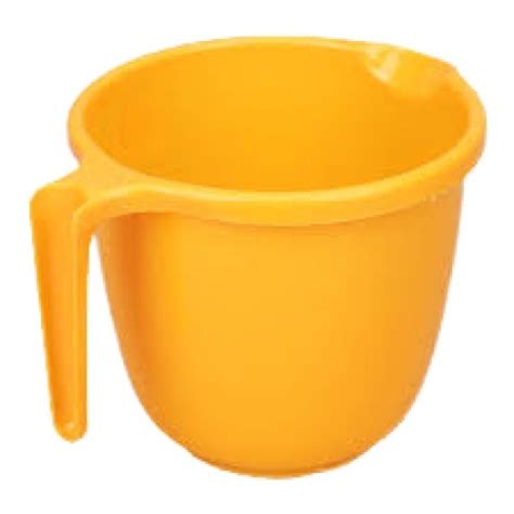 Yellow 1 Liter Size Round Shape Plastic Material Plain Bath Mug At Best