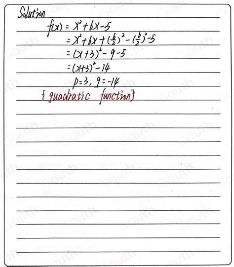 Solved Example9 The Function F Is Defined As F X X 2 6x 5 X∈ R A