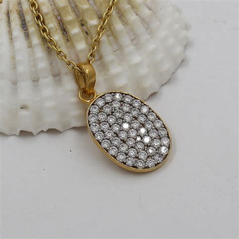 Pave Diamond Pendant, Micro Pave Pendant, 925 Sterling Silver, Pave ...