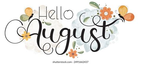 Hello August On Ornaments Hello August Stock Vector Royalty Free