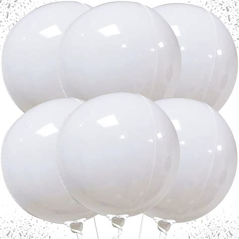 Katchon Round White Mylar Balloons 22 Inch Pack Of 6