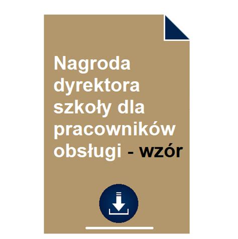 Nagroda Dyrektora Szko Y Dla Pracownik W Obs Ugi Wz R Pobierz