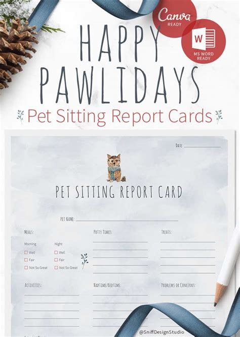 Christmas Pet Sitting Report Cards