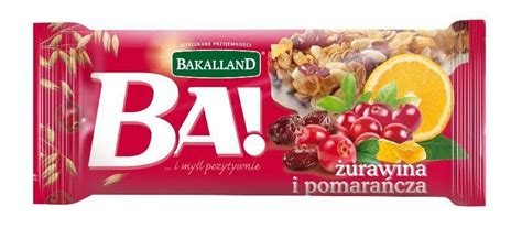 BAKALLAND BA Baton zbożowy żurawina i pomarańcza 40g Bakalland