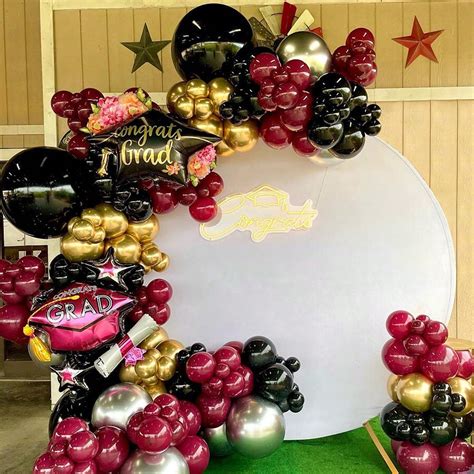 Pcs Burgundy Gold Black Explosive Star Aluminum Film Latex Balloon