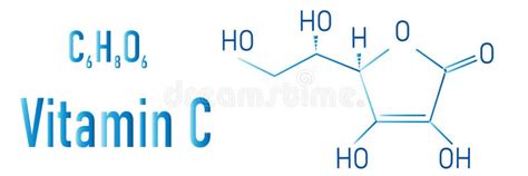 Vitamin C Ascorbic Acid Ascorbate Molecule Skeletal Formula Stock Illustration Illustration