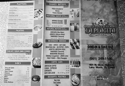 Menu At Antojitos Mexicanos La Placita Restaurant Lake Worth 401 N