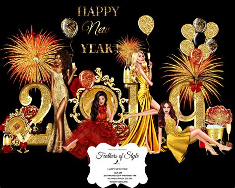 New Year Clipart Fashion Clipart Illustration Clip Art Party Etsy