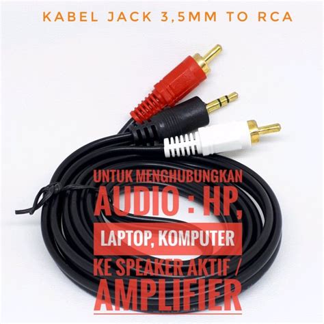 Jual Kabel Jack 3 5mm To Rca Stereo Audio Untuk Dari Hp Ke Speaker Di