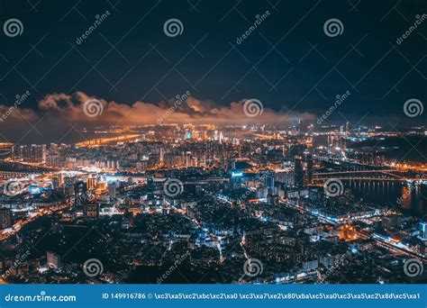 Aerial Photo of Hong Kong-zhuhai-macao Bridge at Night Stock Photo ...