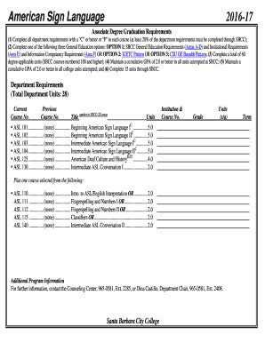 Fillable Online Sbcc 1 Complete All Department Requirements With A C