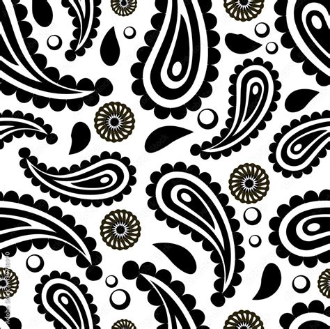 Paisley Black And White Pattern Vector Stock Vector Adobe Stock