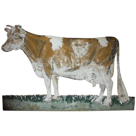 Early 1900s Hand Painted Metal Cow Sign at 1stDibs