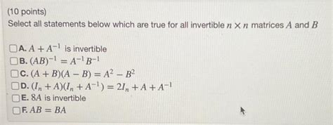 Solved Select All Statements Below Which Are True For All