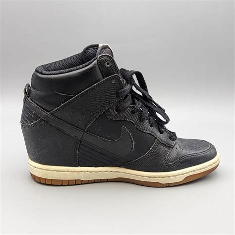 Nike Dunk Sky Hi Hidden Wedge Leather Black Women Size