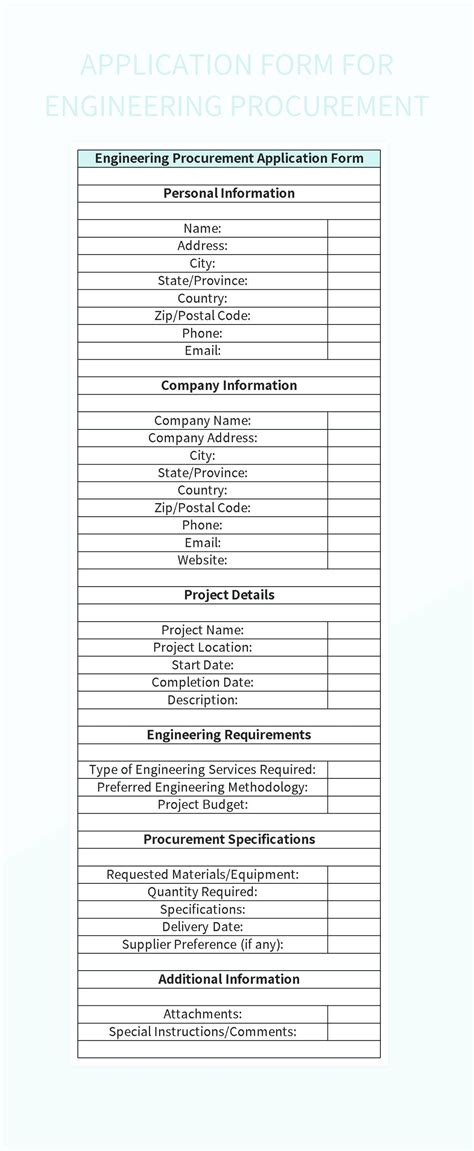 Departmental Centralized Procurement Plan Application Form Excel