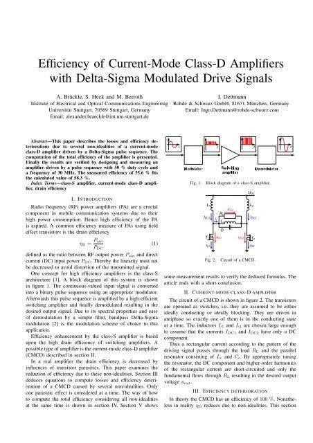 Efficiency Of Current Mode Class D Amplifiers With Delta Sigma