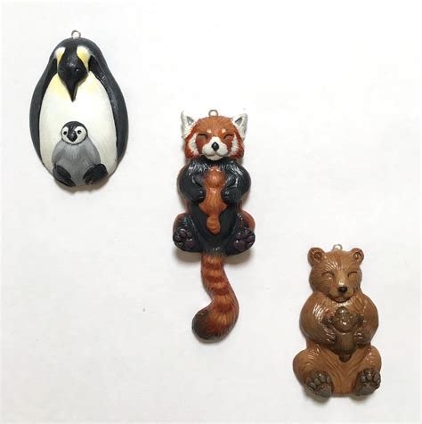 Red Panda Necklace Polymer Clay Red Panda Charm Mother And Etsy