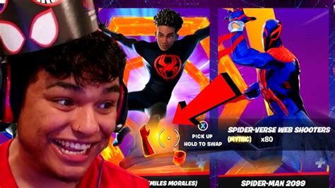 Fortnite Miles Morales Mythic Web Shooter Update Spider Man Across