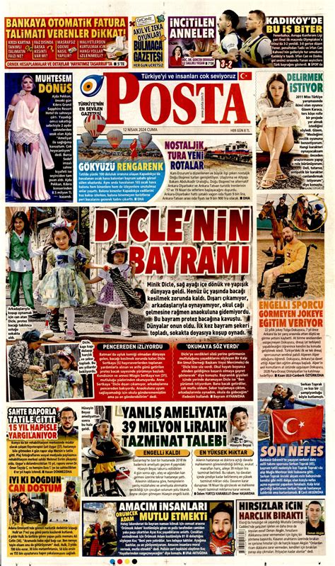 Posta Gazetesi Posta Manşet Oku Haberler 12 Nisan 2024