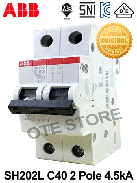 Abb Sh202l 2 Pole Mcb 4 5ka 40a 63a Lazada