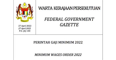 Confirmed New Minimum Wages Order Effective May Employers With