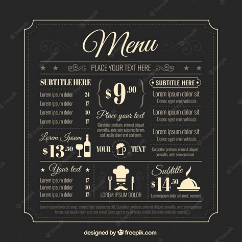 Premium Vector | Retro menu template