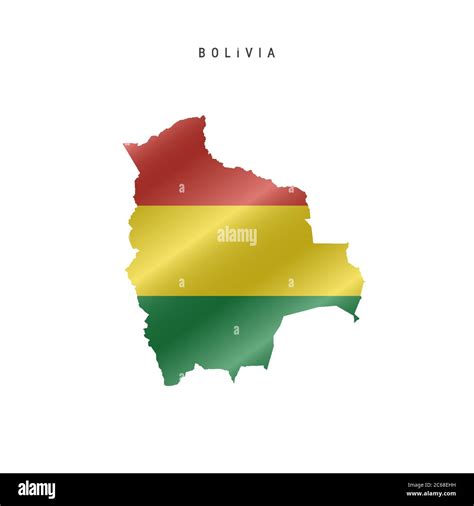 Detailed Waving Flag Map Of Bolivia Vector Map With Masked Flag Stock