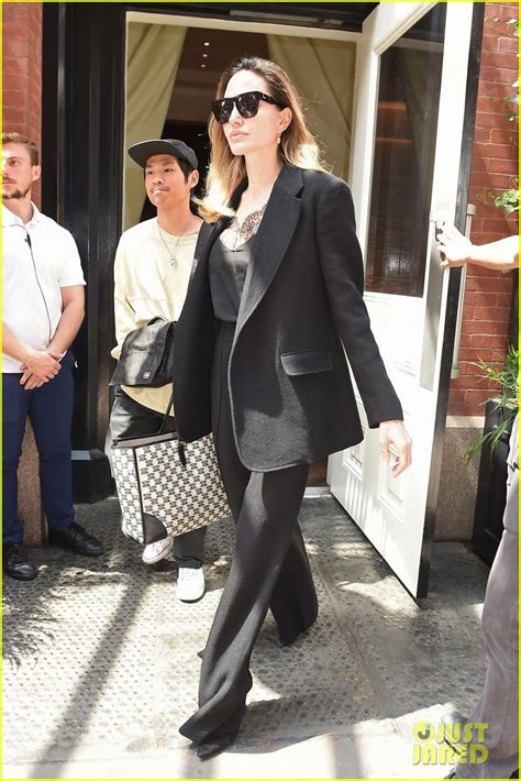 Angelina Jolie Takes Her Son Pax To A Lunch Meeting In NYC Photos