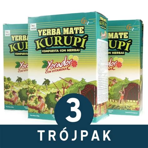 3 PAK Yerba Mate Kurupi Yorador Dawna Sabor Citrus 3x500g 1 5kg